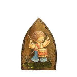 Vintage Handmade & Hand Painted Wooden Recipe Note Card Holder